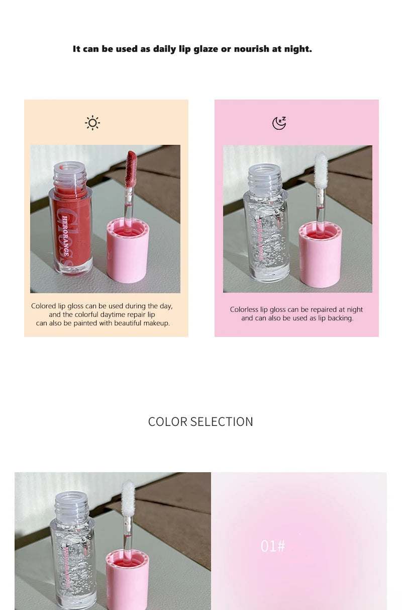 Water Light Lip Gloss Moisturizing Transparent Jelly Mirror Lip Glaze Crystal Clear Hydrating Lip Plumping Gloss Korean Makeup