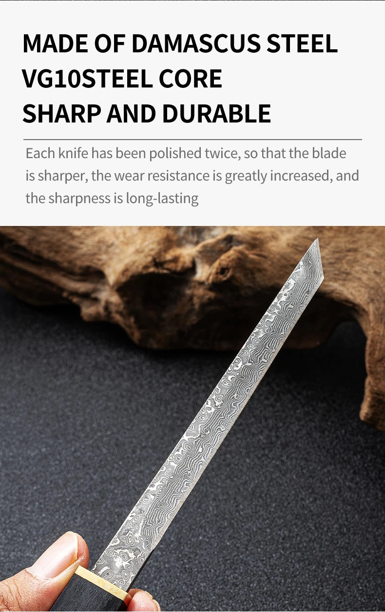 7.87in Damascus Knife - Perfect for Fruit, Meat, Fishing! Portable and Versatile Blade!