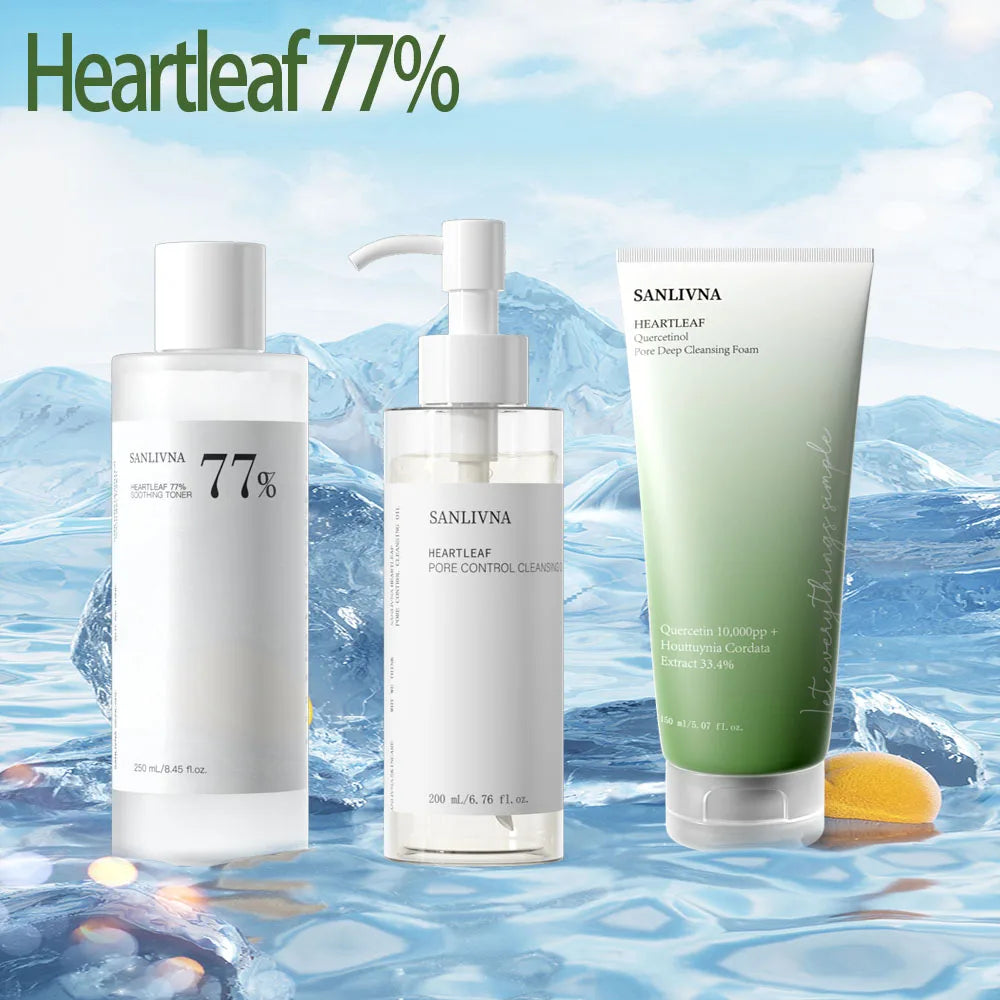 Korean Skin Care Products Heartleaf 77% Skin Care Set Moisturizing Toner Cleansing Oil Quercetin Pore Deep Cleansing Foam