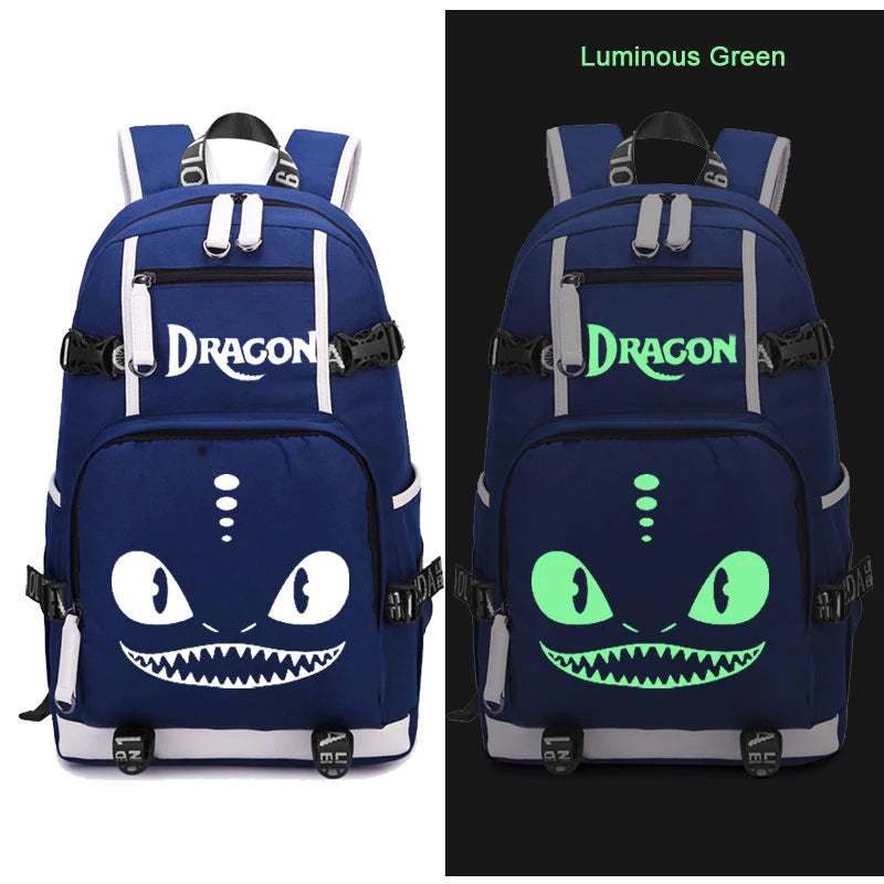 Hot Film Toothless Dragon Backpack Train Your NightFury Bag Canvas  Luminous Schoolbag Travel Bags