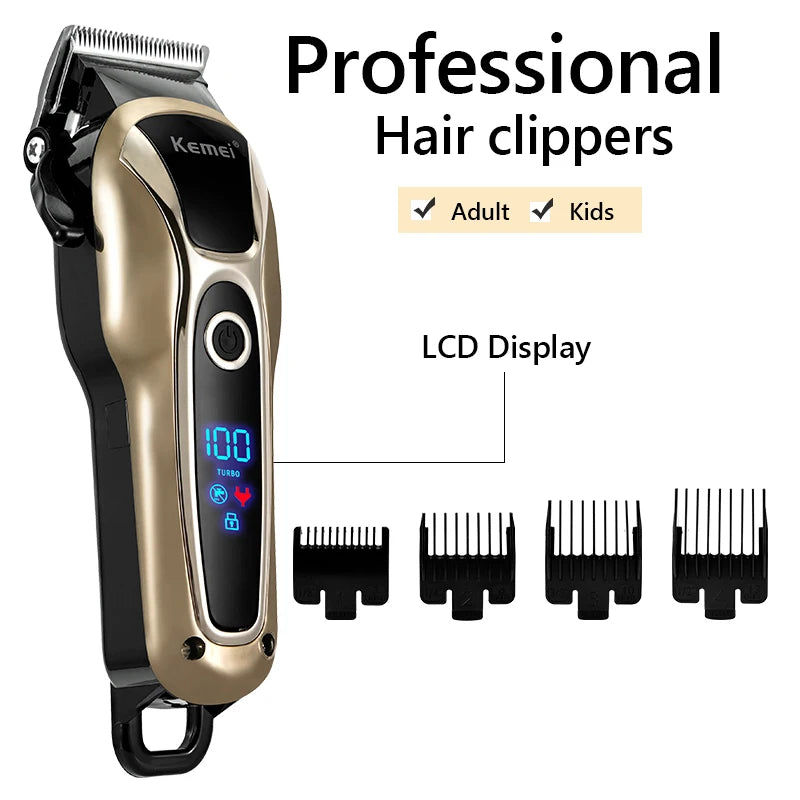 Professional Hair Trimmer Gold Clipper For Men Rechargeable Barber Cordless Hair Cutting T Machine Hair Styling Beard Trimmer