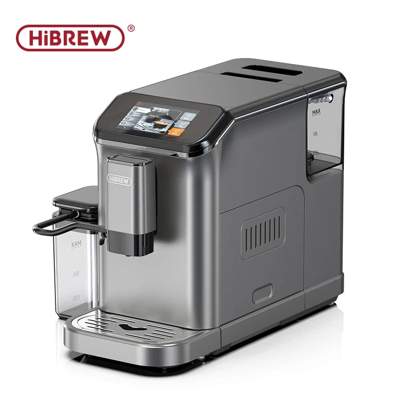 HiBREW Fully Automatic Espresso Machine Cappuccino Milk System 6 Coffee Varieties Intuitive Touch Display With Grinder H16