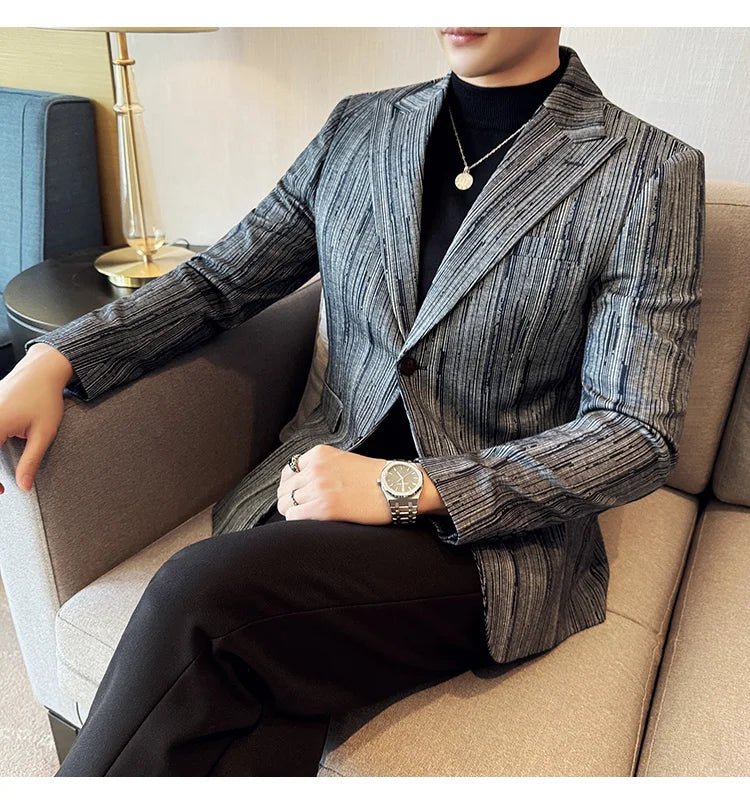 Men's British Style Fashionable Luxury Suit Jacket High-quality Plaid Slim Fit Business Social Blazer Wedding Dress Party Jacket