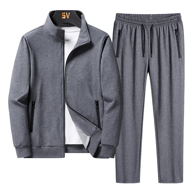 New Men's Set Spring Autumn Man Sportswear 2 Piece Sets Sports Suit Jacket+Pant Sweatsuit Male Tracksuit Asia Size6XL 7XL 8XL