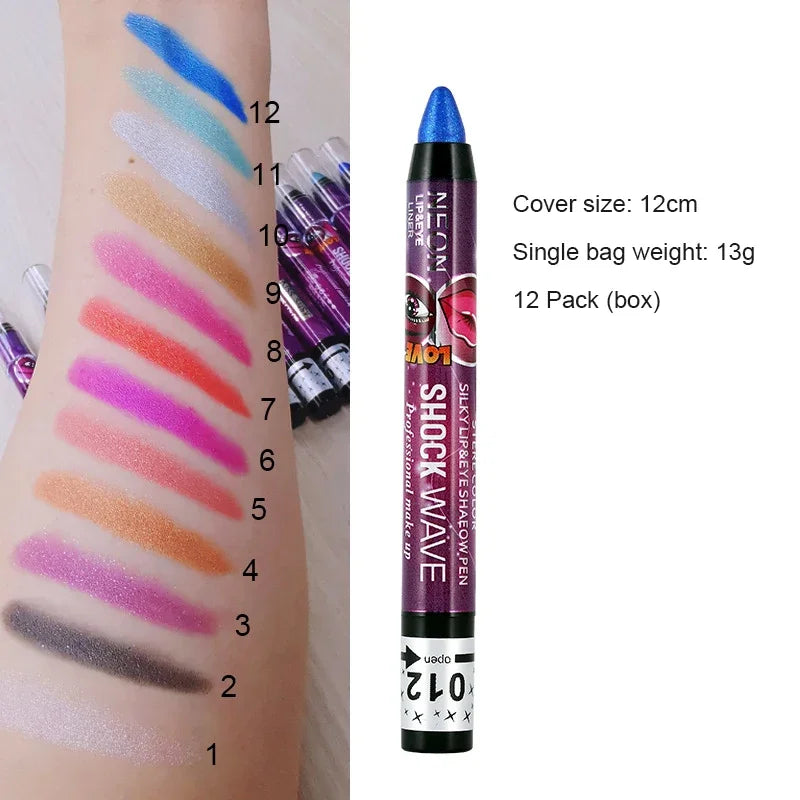 2 In 1  Eyeshadow Lipstick Stick Pencil Waterproof Glitter Matte Eye Shadow Makeup Pigment  Eyeshadow Pen