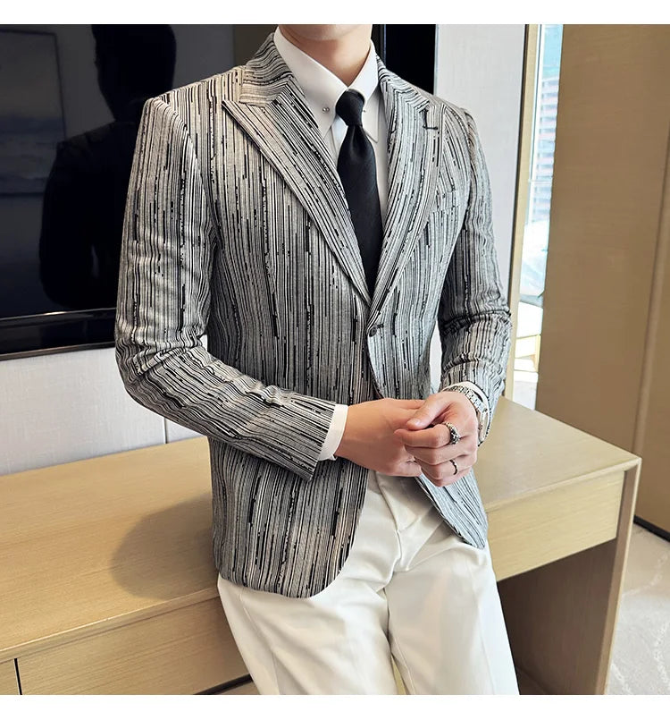 Men's British Style Fashionable Luxury Suit Jacket High-quality Plaid Slim Fit Business Social Blazer Wedding Dress Party Jacket