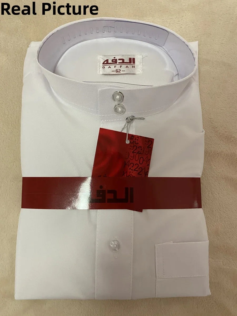 Solid Muslim Fashion Men Robe Kaftan Abaya Pakistan Jubba Men Bonnet Homme Musulman Arabic Islamic Clothing Qamis Homme Musulman