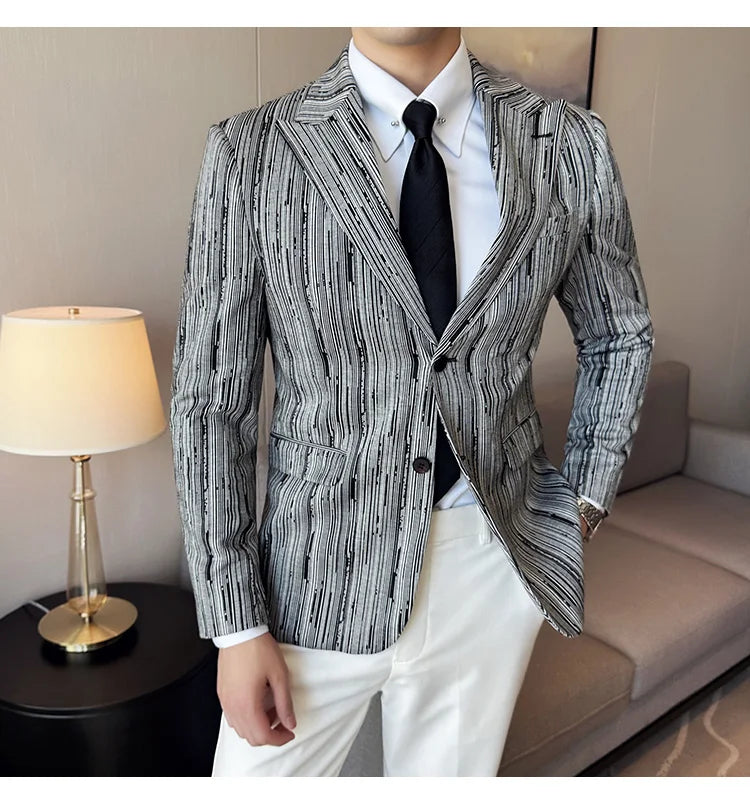 Men's British Style Fashionable Luxury Suit Jacket High-quality Plaid Slim Fit Business Social Blazer Wedding Dress Party Jacket