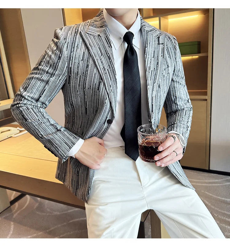 Men's British Style Fashionable Luxury Suit Jacket High-quality Plaid Slim Fit Business Social Blazer Wedding Dress Party Jacket