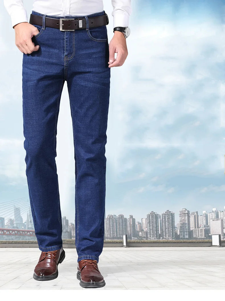 2024 New Stretch Slim Fit Pants Comfortable Soft Business Denim Trousers Male Brand Clothing Men Fashion Straight Jeans 28-40