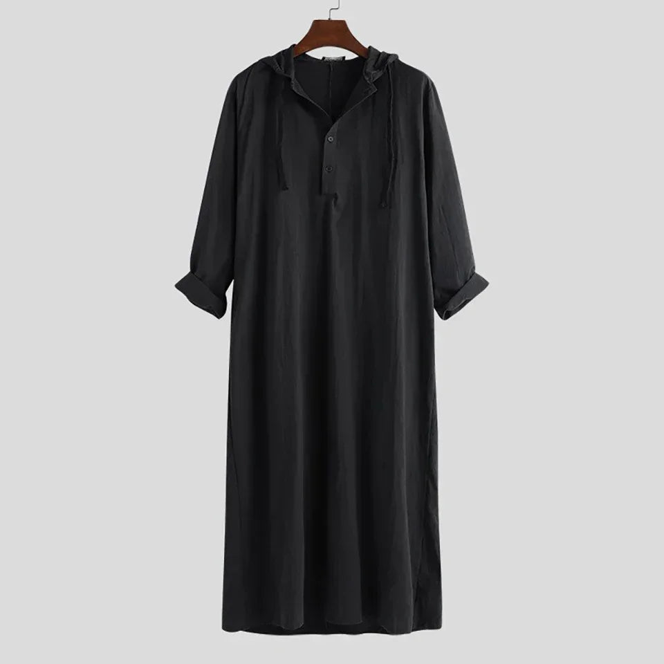 Muslim Robes Men Clothing Kaftan Hooded Long Jubba Thobe Arab Turkish Abaya Islam Habit Musulman Homme Solid Color Ramadan Dress