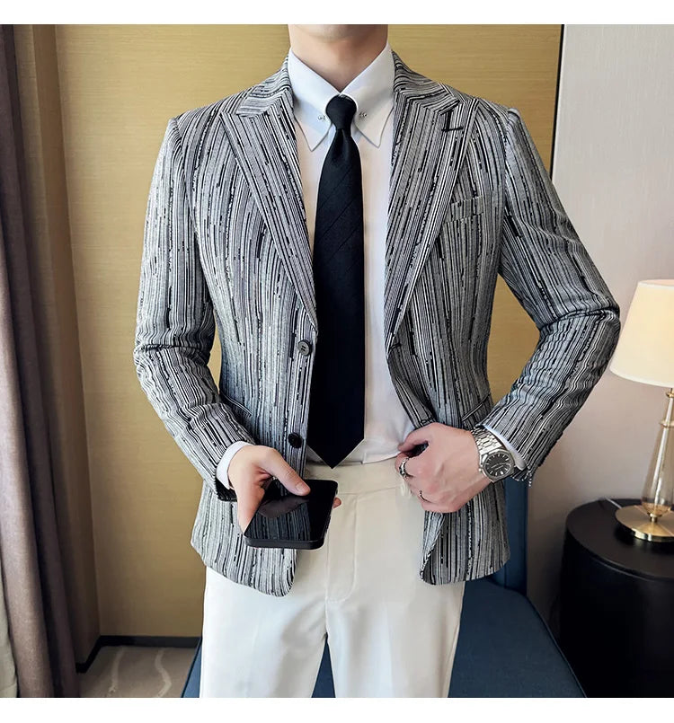 Men's British Style Fashionable Luxury Suit Jacket High-quality Plaid Slim Fit Business Social Blazer Wedding Dress Party Jacket