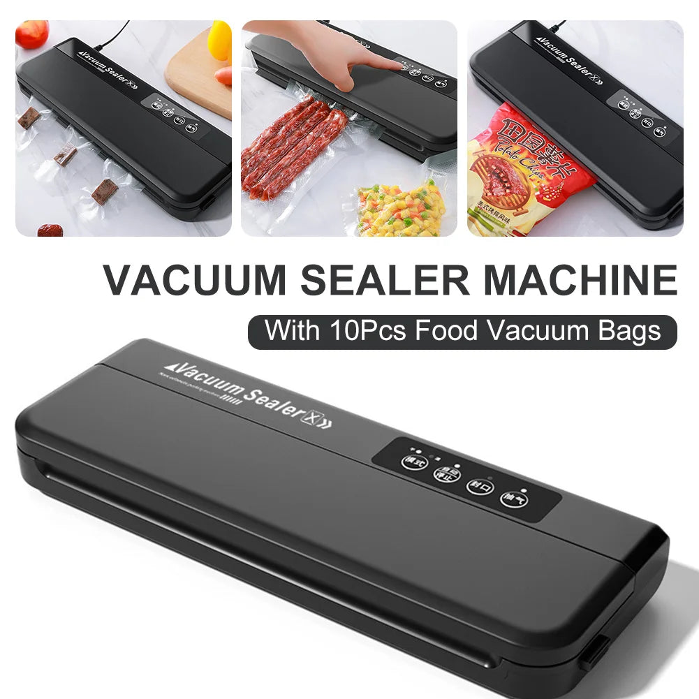 Food Vacuum Sealer Machine Dry and Moist Food Modes 60KPA Automatic For Food Preservation With 10Pcs Bags Paper Making Machine