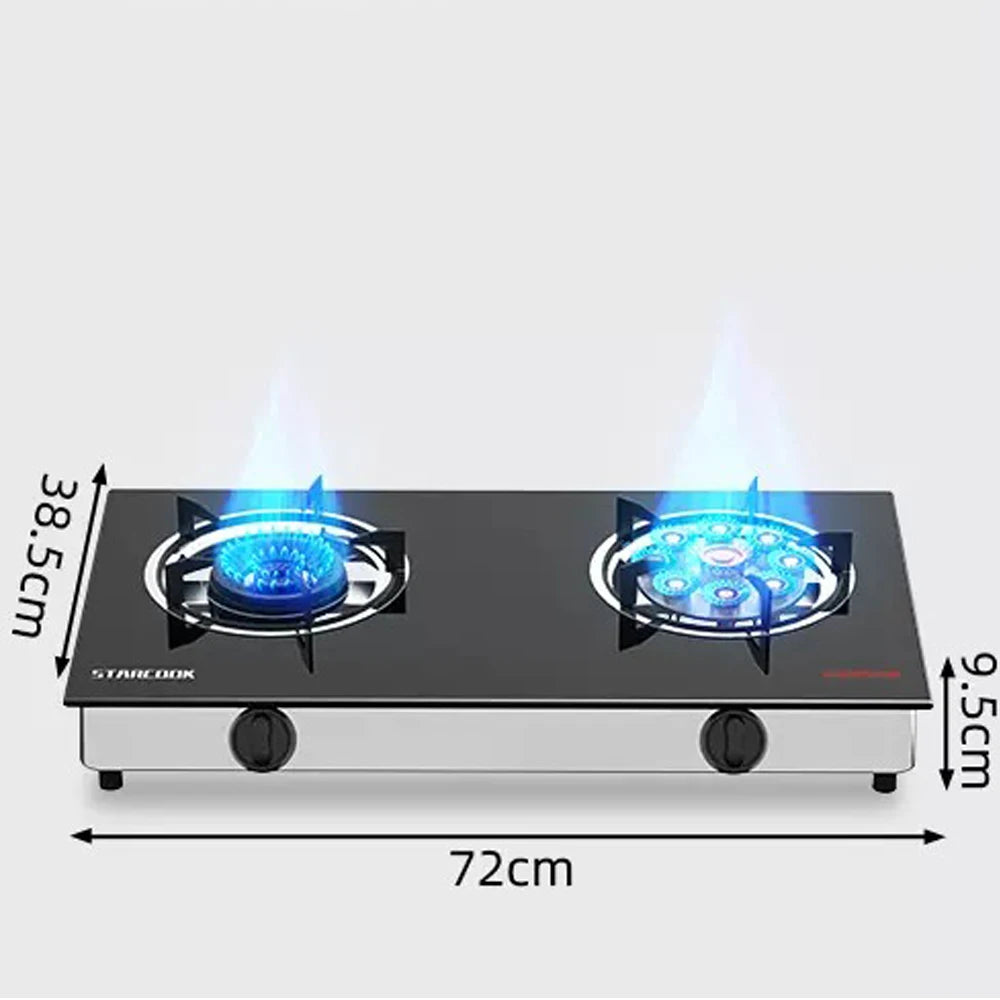 Household Doube Cooktop Desktop Gas Stove Natural Liquefied Double-Hole Fierce Fire Kitchen Cooker Tool