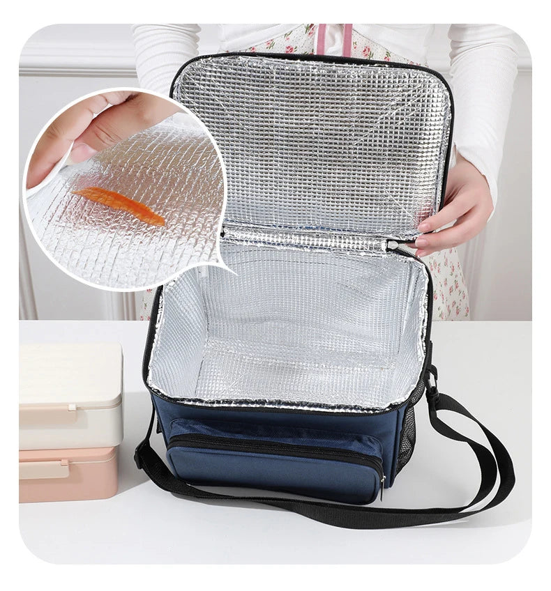 Oxford Cloth Thickened Bento Bag Large Capacity Portable Insulation Bag Outdoor Picnic Bag Student Lunch Bag