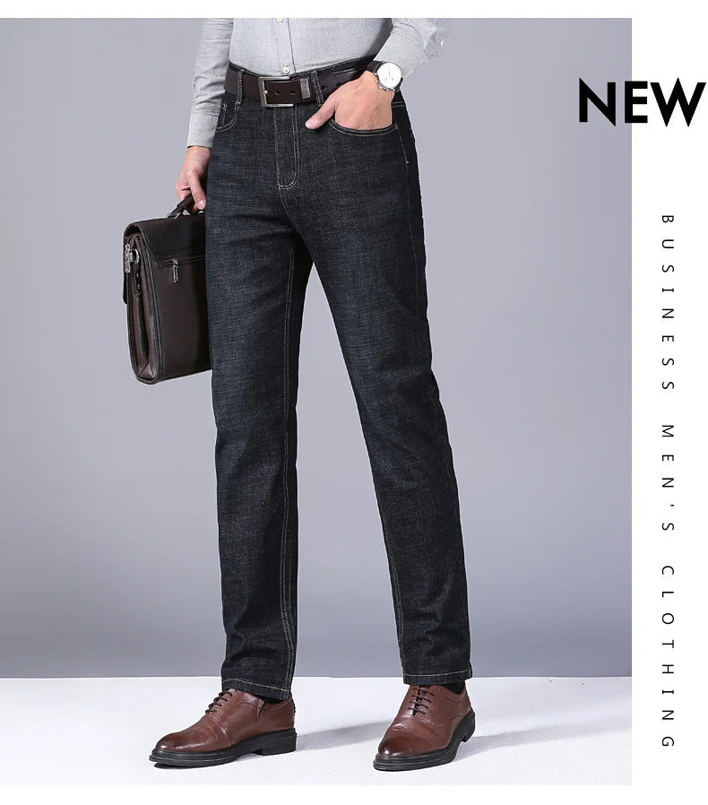 2024 New Stretch Slim Fit Pants Comfortable Soft Business Denim Trousers Male Brand Clothing Men Fashion Straight Jeans 28-40