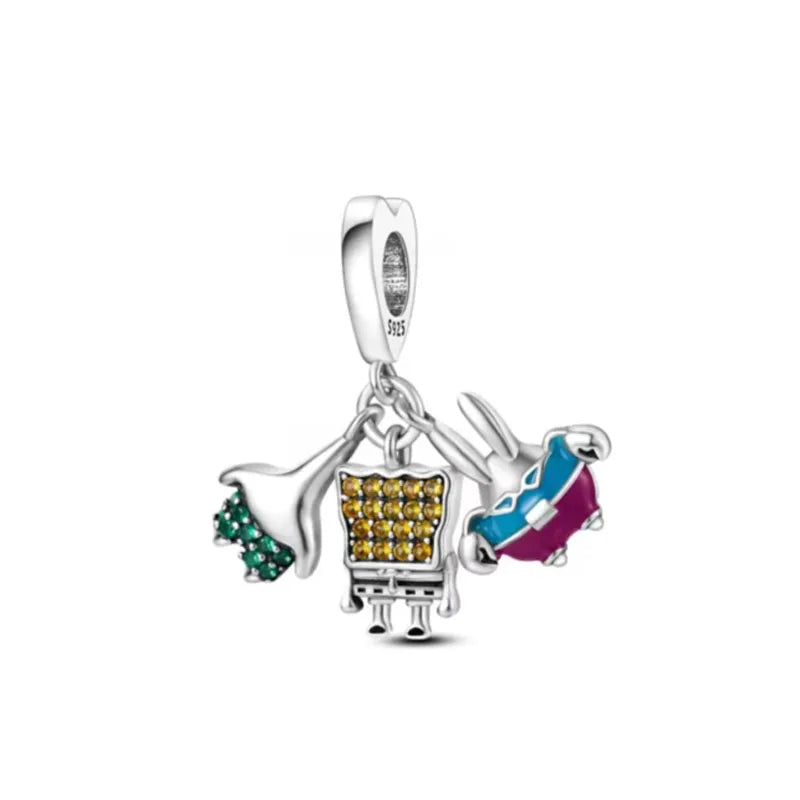 2024 New 925 Silver Plated Mother Daughter Family Love Heart Lock Charm Bead Fit Original Pandora Bracelet For Women DIY Jewelry