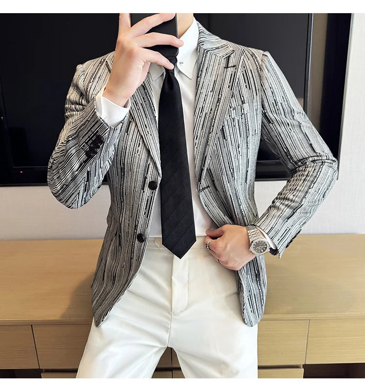 Men's British Style Fashionable Luxury Suit Jacket High-quality Plaid Slim Fit Business Social Blazer Wedding Dress Party Jacket