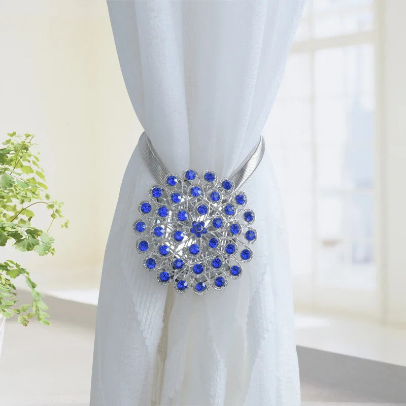 1xSpring Curtain Tieback Retro Magnetic Buckle Curtain Clip Home Decorative For Living Room Curtain Holders Back Tie Accessories