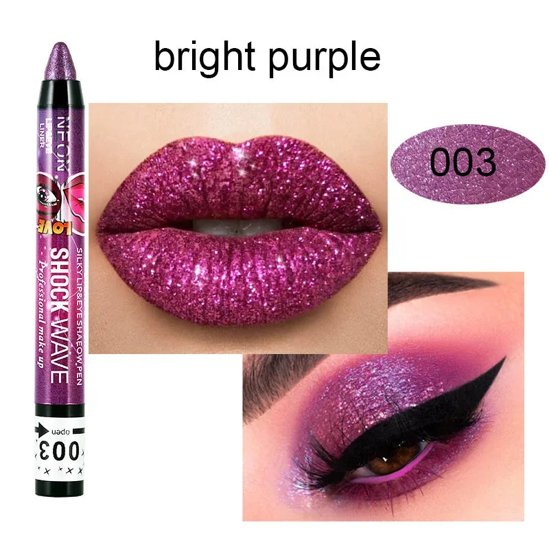 2 In 1  Eyeshadow Lipstick Stick Pencil Waterproof Glitter Matte Eye Shadow Makeup Pigment  Eyeshadow Pen