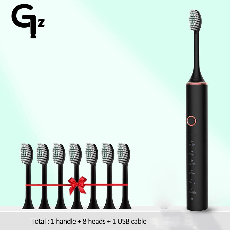 GeZhou Rechargeable Sonic Electric Toothbrush IPX7 Waterproof Toothbrush for children 18 Mode Travel Toothbrush 16 Brush Heads