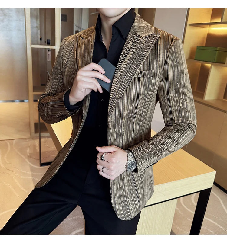 Men's British Style Fashionable Luxury Suit Jacket High-quality Plaid Slim Fit Business Social Blazer Wedding Dress Party Jacket