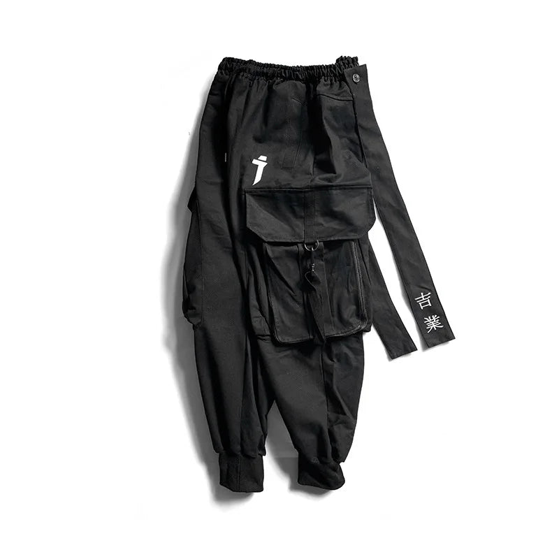 2023 Ribbons Embroidery Tactical Hip Hop Cargo Pants With Big Pockets Men Women Harajuku Punk Techwear Harem Pants