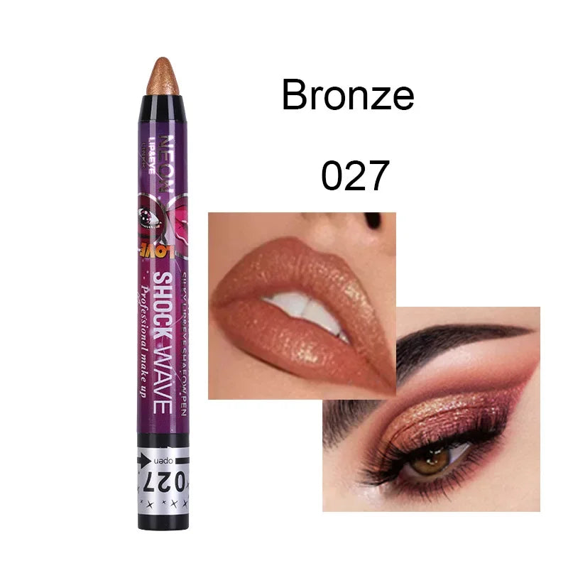 2 In 1  Eyeshadow Lipstick Stick Pencil Waterproof Glitter Matte Eye Shadow Makeup Pigment  Eyeshadow Pen