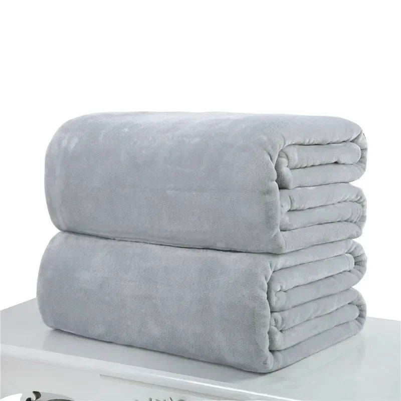 Plain Flannel Coral Blanket Small Fleece Sheet Super Warm Solid Micro Plush Fleece Blanket Throw Rug Sofa Bedding Supplies