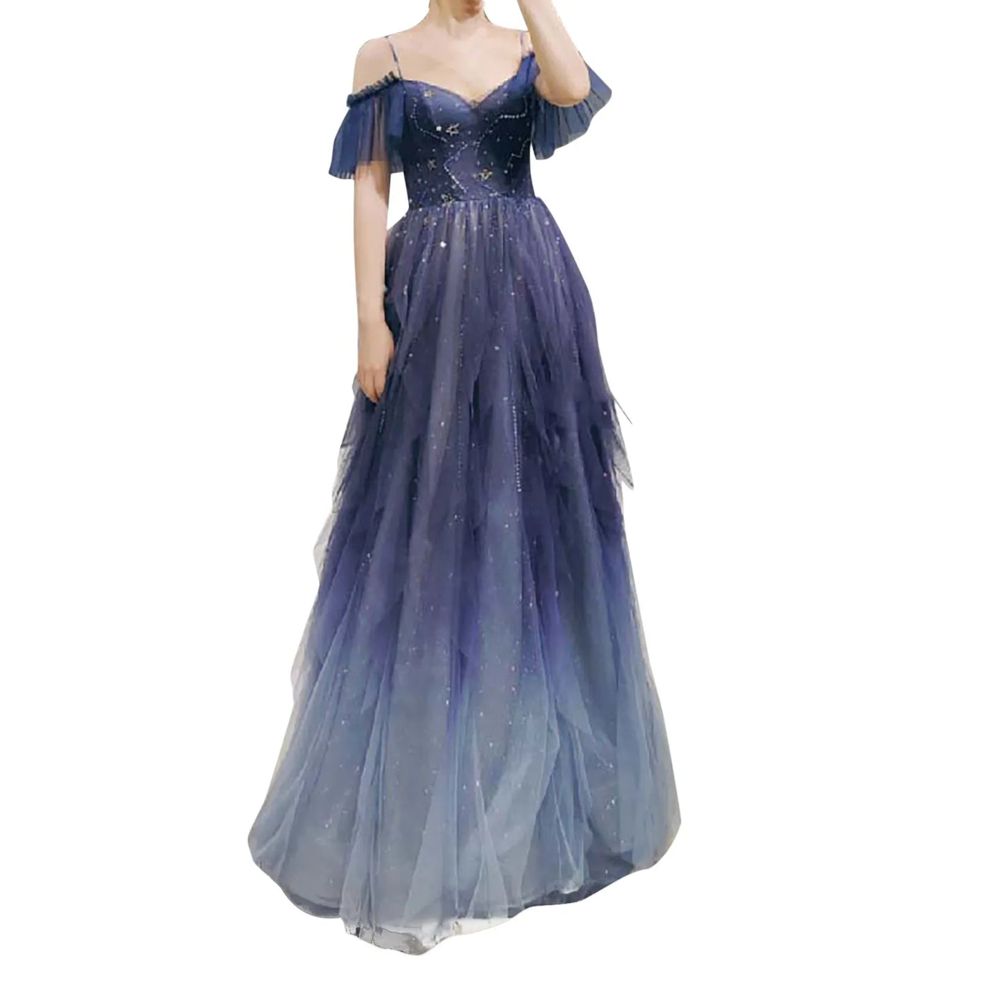 Party Dresses For Women Off The Shoulder Navy Blue Tulle Formal Dress Cocktail Party Prom Chic Formal Occasion Vestido Feminino