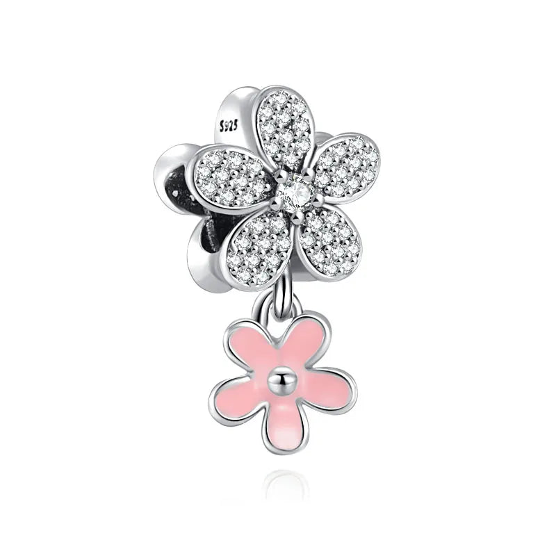 925 Sterling Silver Flower Flower Fairy Butterfly Daisy Pendant Charm bead Fit Original Pendant Bracelet DIY Jewelry For Women