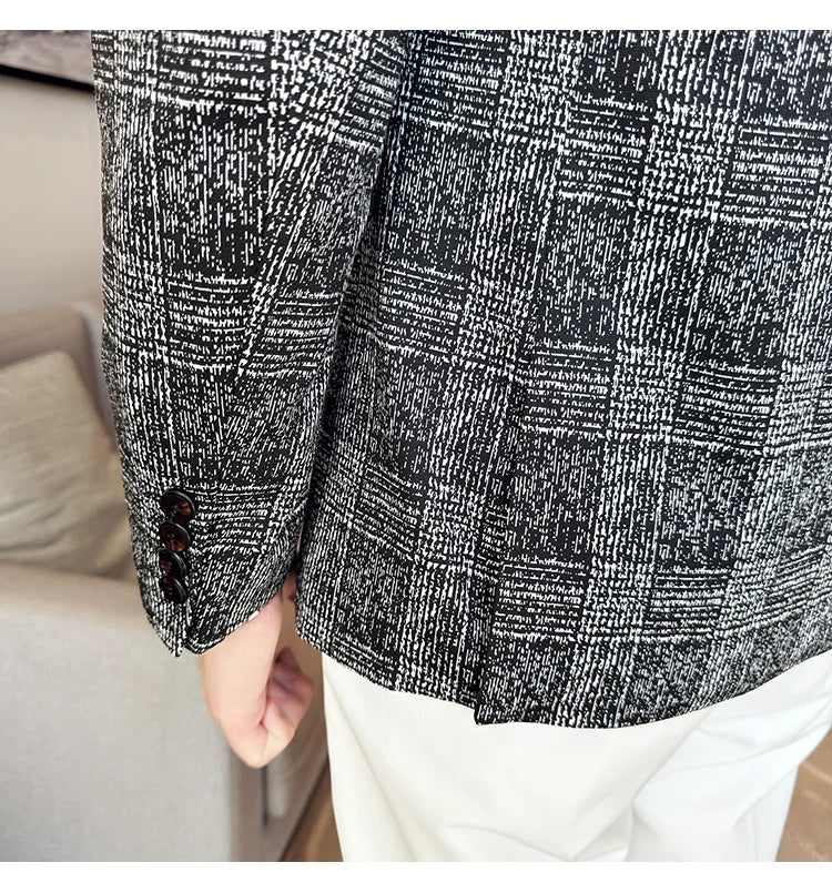 Men's British Style Fashionable Luxury Suit Jacket High-quality Plaid Slim Fit Business Social Blazer Wedding Dress Party Jacket