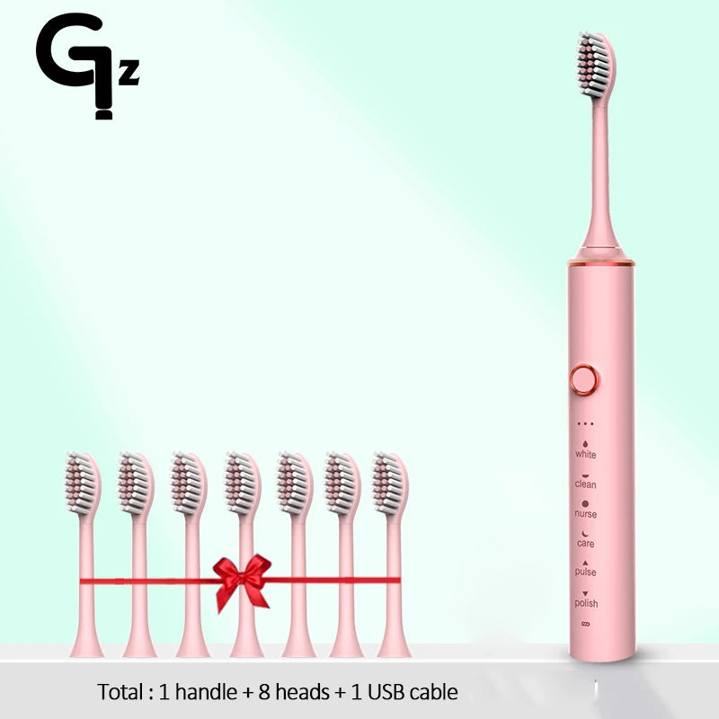 GeZhou Rechargeable Sonic Electric Toothbrush IPX7 Waterproof Toothbrush for children 18 Mode Travel Toothbrush 16 Brush Heads