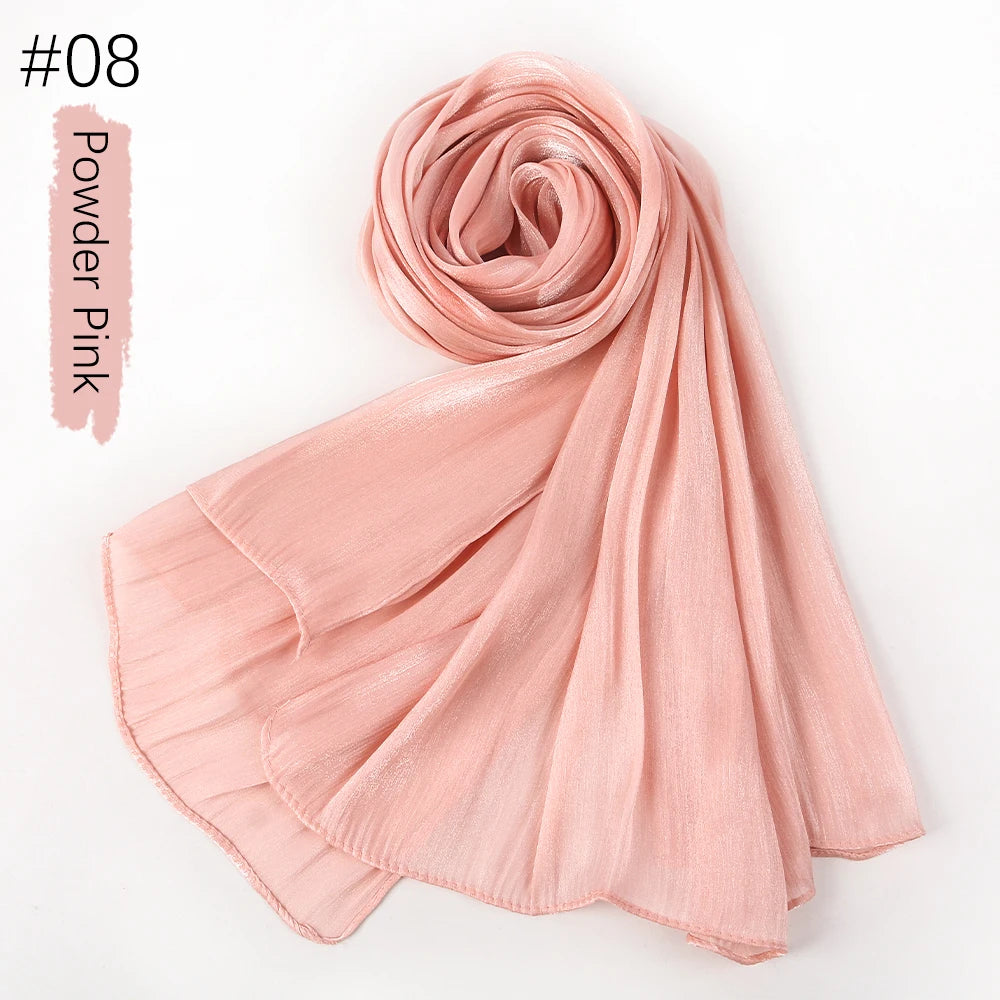 Shimmer Silk Shawl Luxury scarfs Muslim Fashion Hijab Scarf Head Scarf Headwraps For Muslim Women Head Wrap Islamic Women Veil