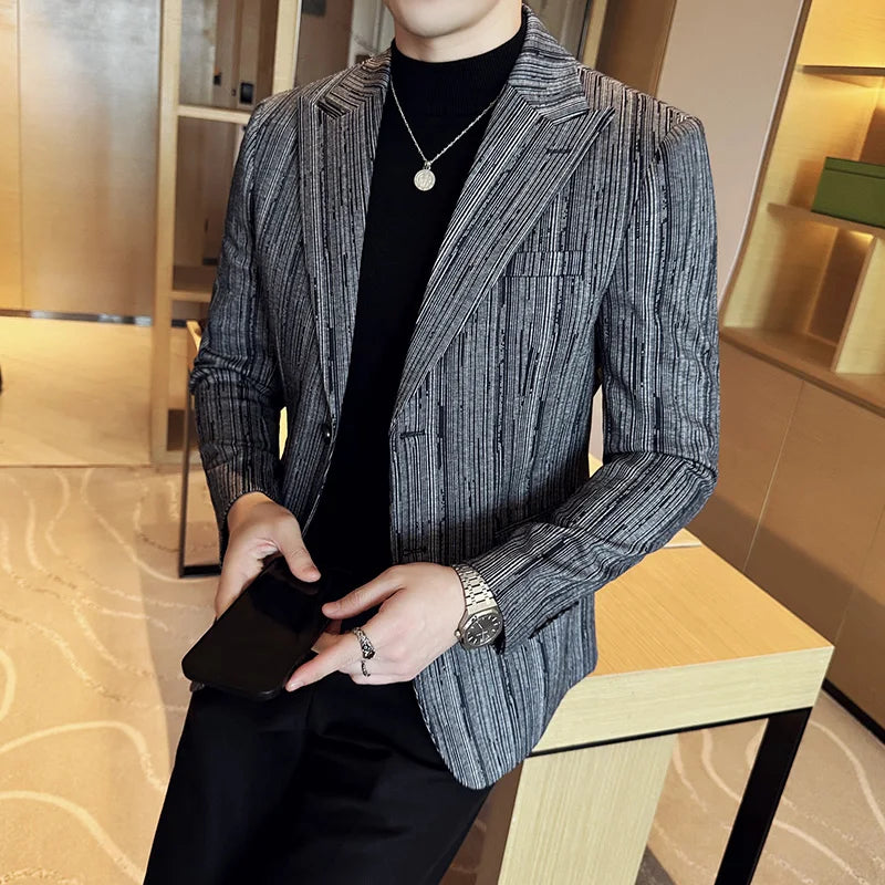 Men's British Style Fashionable Luxury Suit Jacket High-quality Plaid Slim Fit Business Social Blazer Wedding Dress Party Jacket