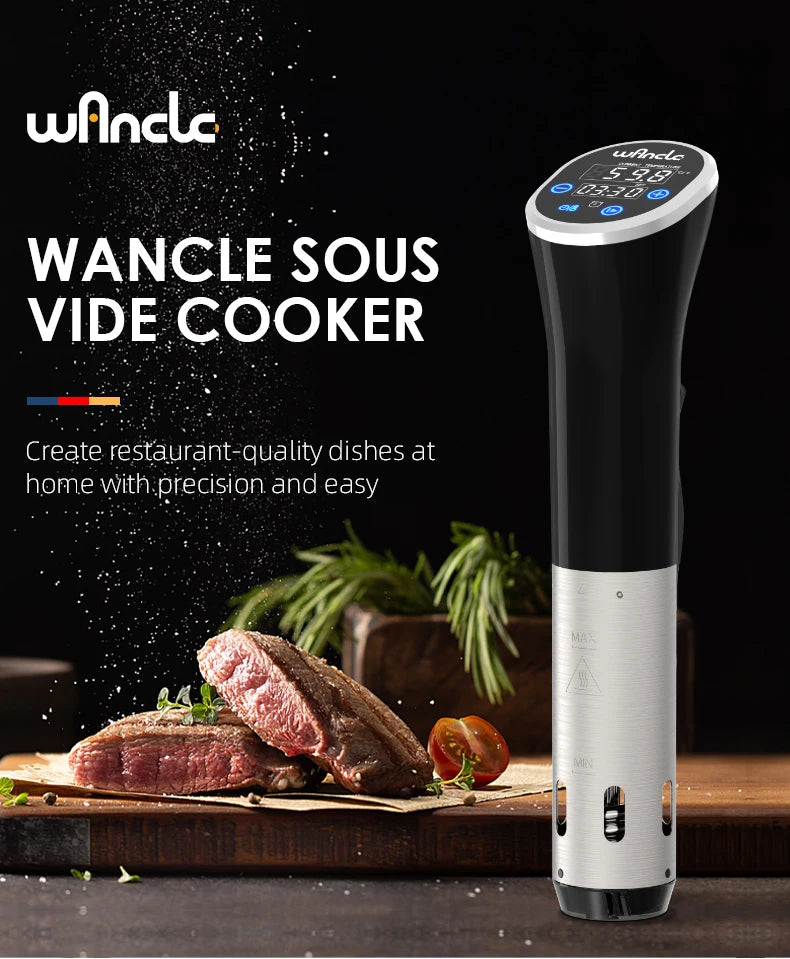 Wancle 1100W Sous Vide Cooker LCD Touch Immersion Circulator Accurate Cooking IPX7 Waterproof Vacuum Cooker with Digital Display