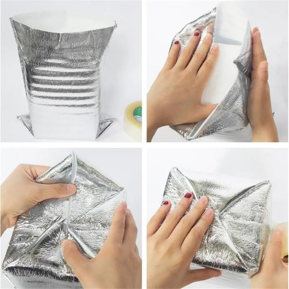 Aluminum Foil Cooler Bag Insulation Folding Picnic Portable  Food Thermal Packing Bag Food Delivery Drink Carrier Insulated Bag