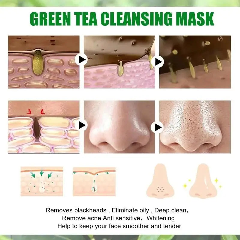 Fast Remove Blackhead Green Tea Solid Mask Clean Stick Mask Facial Dispel Acne Blemish Shrink Pores Oil Control Korean Skin Care