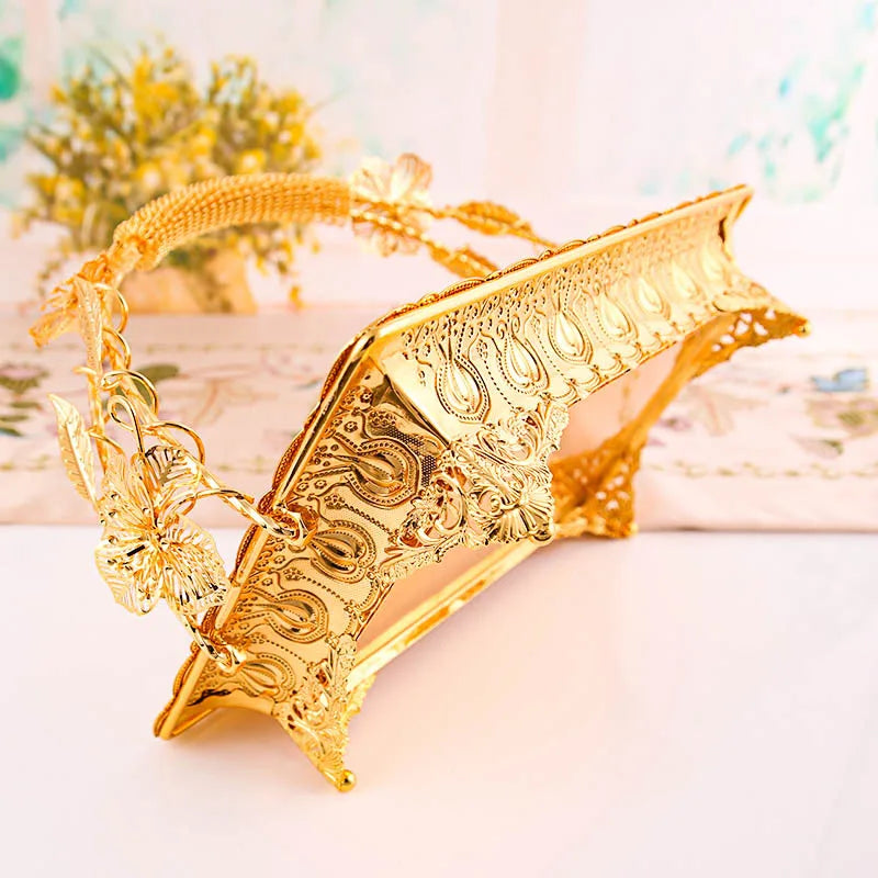 Bread Fruit Food Breakfast Picnic Basket Kitchen Storage Basket European Style Fruit Plate Bread Plate Gold Silver Luxury Fruit