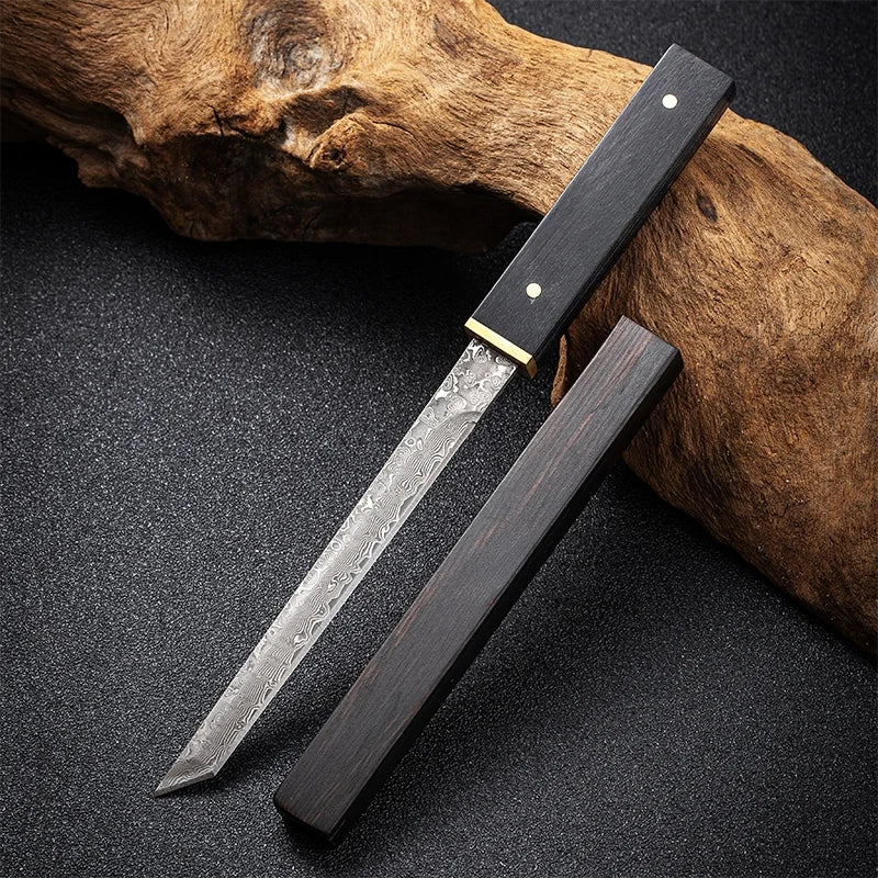 7.87in Damascus Knife - Perfect for Fruit, Meat, Fishing! Portable and Versatile Blade!