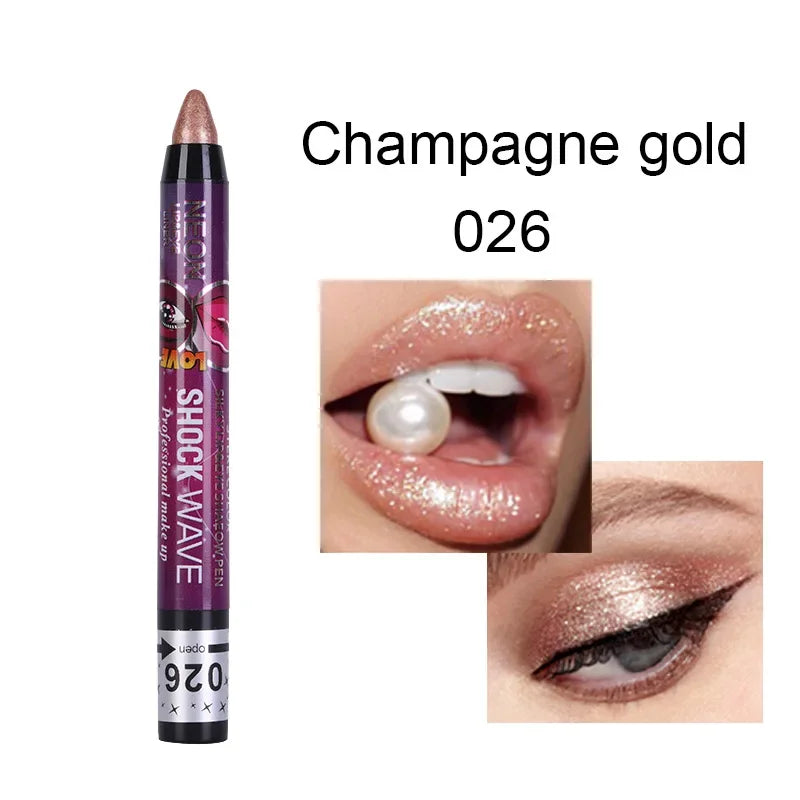 2 In 1  Eyeshadow Lipstick Stick Pencil Waterproof Glitter Matte Eye Shadow Makeup Pigment  Eyeshadow Pen