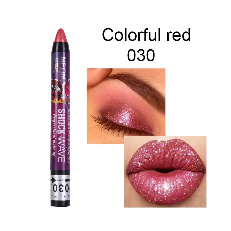 2 In 1  Eyeshadow Lipstick Stick Pencil Waterproof Glitter Matte Eye Shadow Makeup Pigment  Eyeshadow Pen