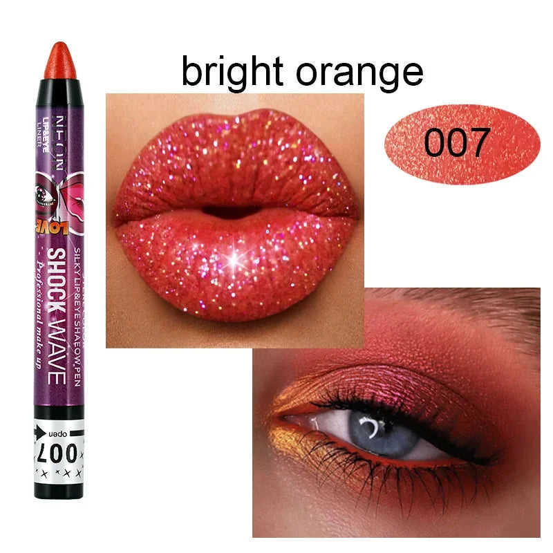 2 In 1  Eyeshadow Lipstick Stick Pencil Waterproof Glitter Matte Eye Shadow Makeup Pigment  Eyeshadow Pen