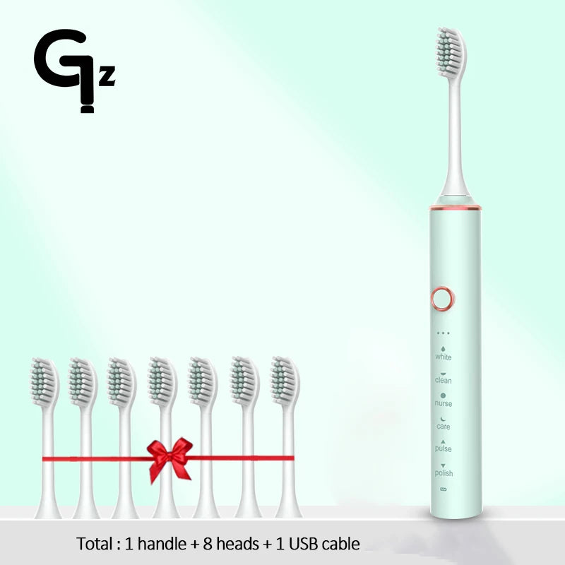 GeZhou Rechargeable Sonic Electric Toothbrush IPX7 Waterproof Toothbrush for children 18 Mode Travel Toothbrush 16 Brush Heads