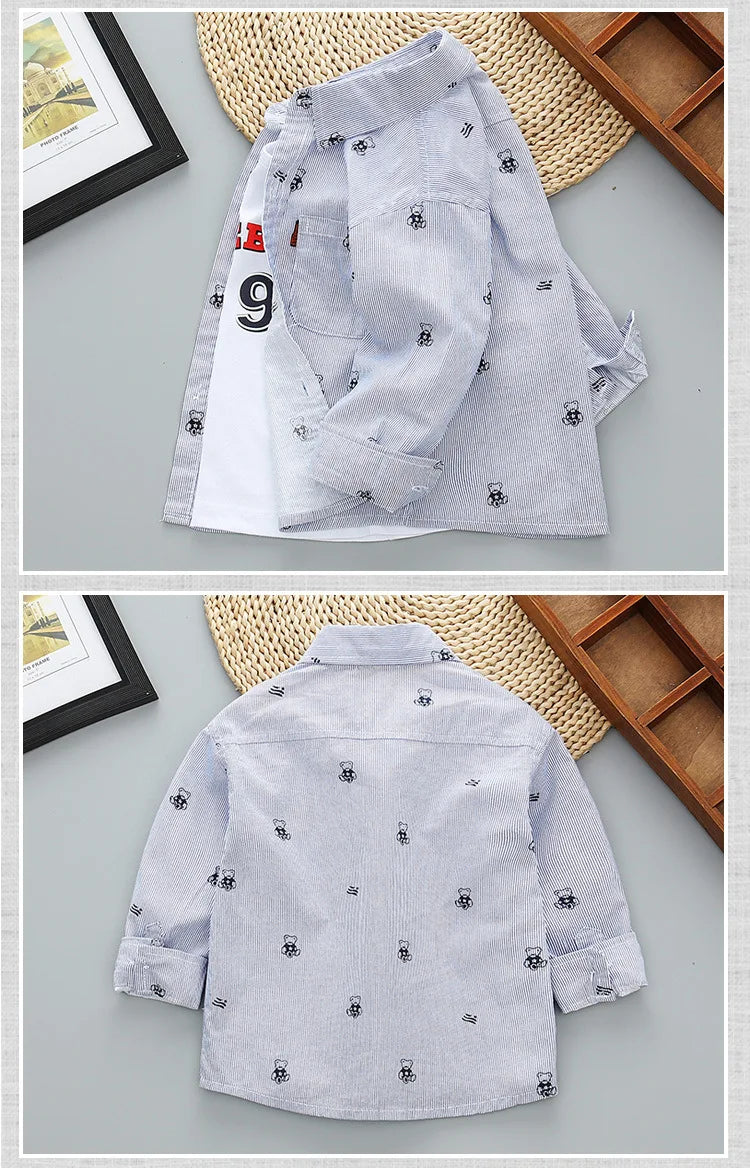 Spring Autumn New Long Sleeve Boys Shirt Classic Plaid Lapel Kids Shirts Top With Pocket Baby Boy Casual Shirt Children Clothing