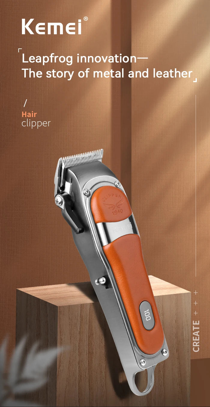 Kemei Professional Fade Hair Clipper Combo Zero Gapped Cordless Edge Hair Trimmer Barber Shop Electric 2 Hair Cutting Machines