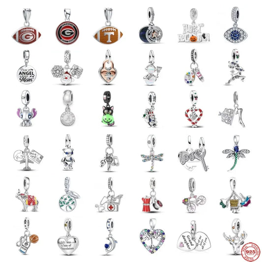 2024 New 925 Silver Plated Mother Daughter Family Love Heart Lock Charm Bead Fit Original Pandora Bracelet For Women DIY Jewelry