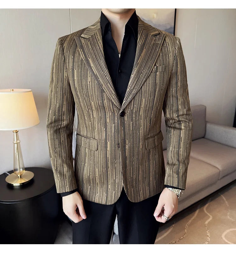 Men's British Style Fashionable Luxury Suit Jacket High-quality Plaid Slim Fit Business Social Blazer Wedding Dress Party Jacket