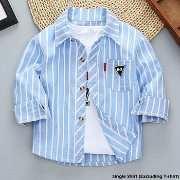 Spring Autumn New Long Sleeve Boys Shirt Classic Plaid Lapel Kids Shirts Top With Pocket Baby Boy Casual Shirt Children Clothing