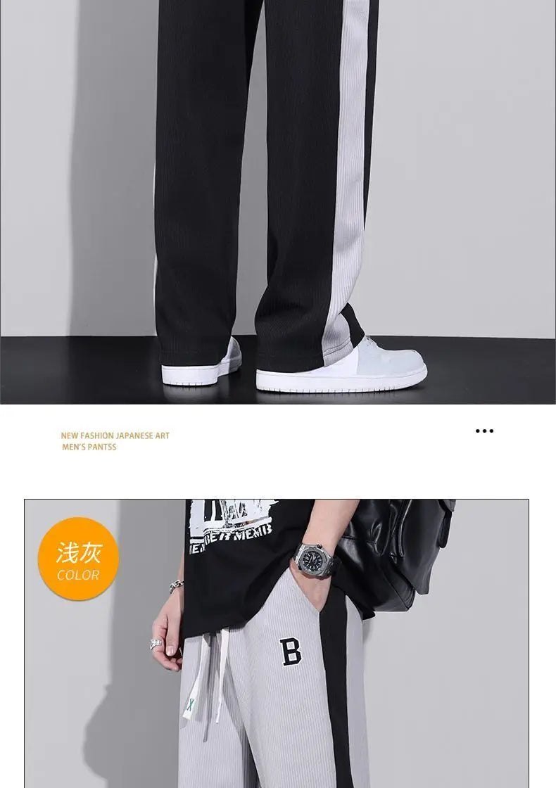 Harajuku Fashion Men Oversize Big Size Sweatpants Summer Thin Elastic Waist Baggy Streetwear Joggers Sports Wide Casual Trousers